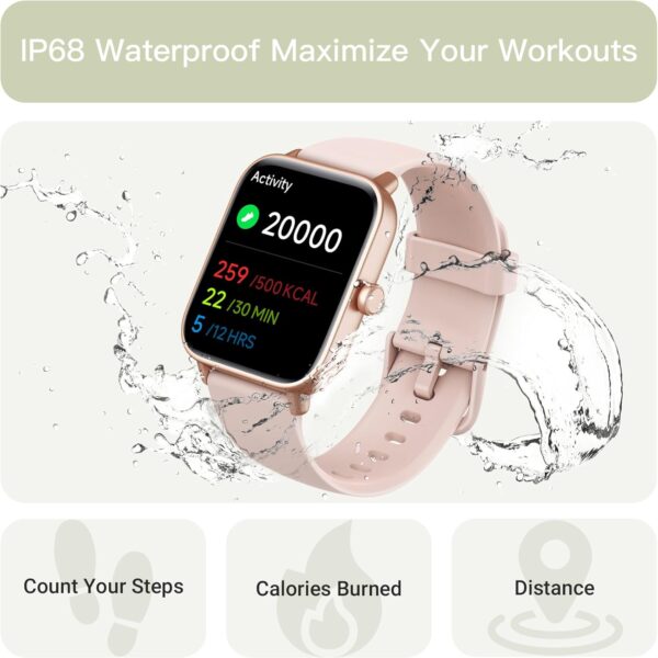 Smart Watch for Women (Alexa Built-in & Bluetooth Call), 1.8" Smartwatch with SpO2/Heart Rate/Sleep/Stress Monitor, Calorie/Step/Distance Counter, 100+ Sport Modes, IP68 Fitness Watch for Android iOS - Image 5