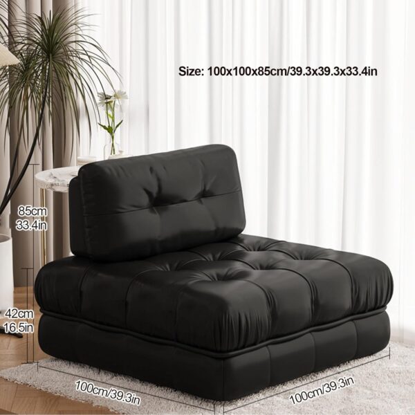 WEIDPHL Modular Tofu Block Armless Sofa, Modern Sectional Sofa Couch with Movable Back Pillow, Lazy Single Floor Sofa Couch, Lying Tatami for Living Room,Bedroom,Balcony,Frosted Velvet Green - Image 8