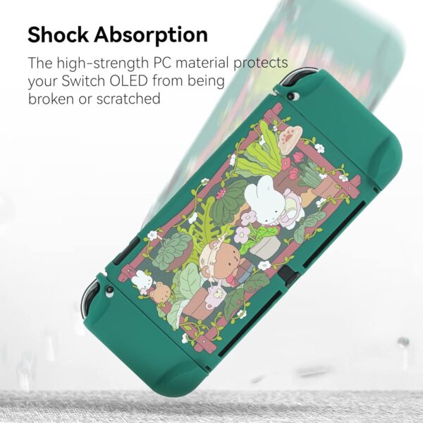 GeekShare Protective Case Slim Cover Case Compatible with Switch OLED and JC Handle - Shock-Absorption and Anti-Scratch Skin Case for OLED Switch - Bunny Garden - Image 4