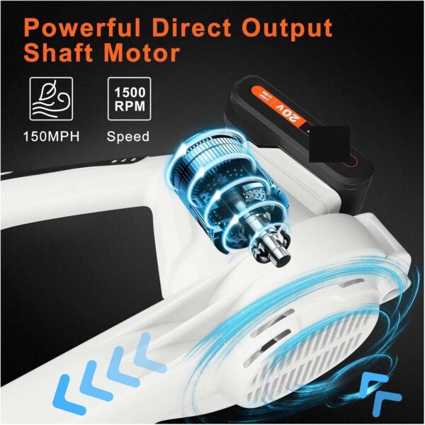 Centrifugal Blower, 20V 1600W 205CFM Speed Cordless Leaf Blower, Handheld Air Blower With 4.0AH Li Battery Electric Air Blower, Sweeper Garden Tools - Image 7