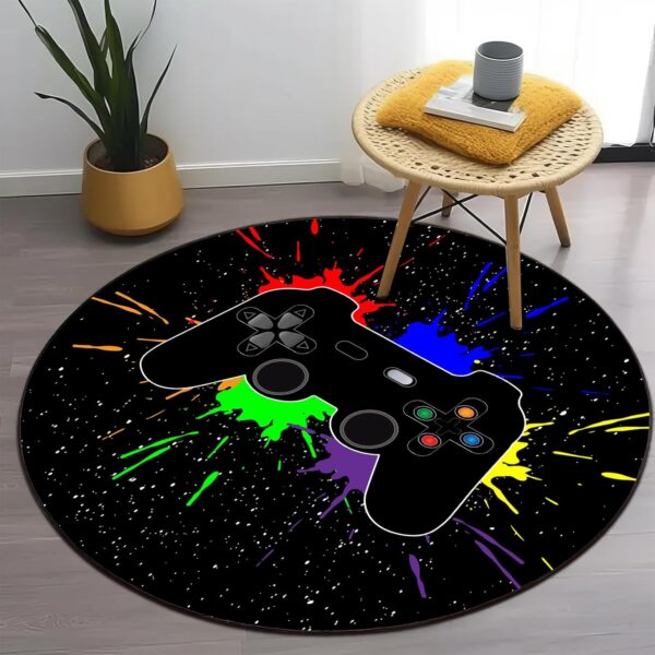 goodbath Gaming Round Rug, Video Game Controller Anti-Slip Super Soft Circle Area Rug for Bedroom Living Room Play Room Chair for Boys Girls,120cm - Image 5