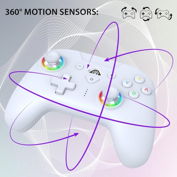 Subsonic – Wireless controller for Switch and Switch Oled – Gamepad bluetooth controller with LED, vibrations ant 6 axis gyro - White - Image 4