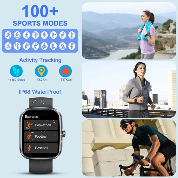 Smart Watch for Men Women, Smart Watches Answer/Make Calls, Fitness Watch with Heart Rate/Sleep Monitor, 100+ Sport Activity Tracker Step Counter, IP68 Waterproof Fitness Tracker for Android iOS - Image 5