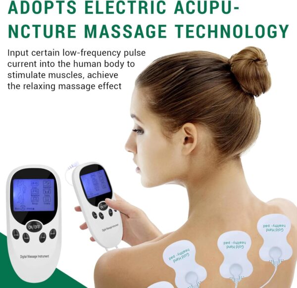 Xumann TENS Machine for Pain Relief, Dual Channel Digital Electronic Muscle Stimulator Machine with 6 Massage Modes and 8 Replacement Pads for Back/Neck/Shoulder/Leg/Calf Pain Relief - Image 8