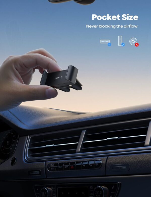 Lamicall Car Phone Holder, Universal Vent Mount - 360 Rotating Air Vent Cradle Stand for iPhone 16 15 14 Pro Max Plus, 13 12 Pro Max Mini, 11 Pro Xs XR X 8 7 6s, Samsung S21, Mobile Phones - Black - Image 7