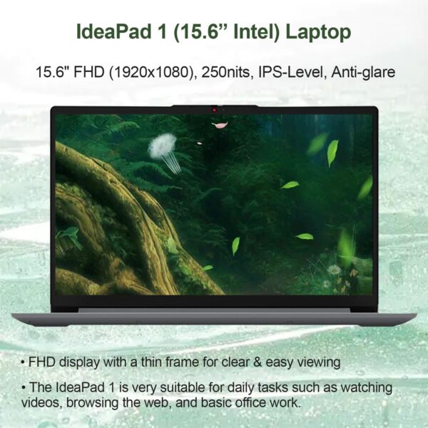 Lenovo IdeaPad 1 Home Laptop, 15.6" FHD Display, Intel Celeron Dual Core Processor, 20GB RAM, 128GB eMMC + 1TB PCIe SSD, 1 Yr Office 365, Wi-Fi 6, W11H, Additional 1 Yr ADP - Image 4