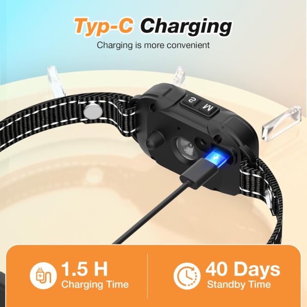 Jewyow Anti Bark Collars for Dogs, Ultrasonic Bark Collar for Small Medium Dogs, Rechargeable Dog Barking Collar with 6 Modes, 7 Sensitivity, Low Battery Warning - Image 7