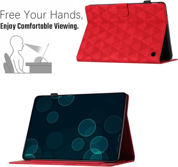 LMFULM® Case for Amazon Fire HD 8/8 Plus 2020 10th Gen (8.0 Inch) PU Leather Case Protective Shell Wallet with Sleep/Wake Stand Case Flip Cover Holster Wave Print Red - Image 6