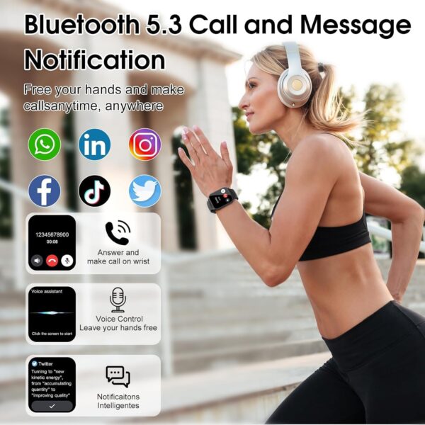 Smart Watch for Men Women Answer/Make Call, 2025 HD Screen 1.85" Fitness Watch, Sleep Monitor/Step Counter/Heart Rate, 110+ Sports Activity Tracker, IP68 Waterproof Smartwatch for Android iOS Black - Image 3