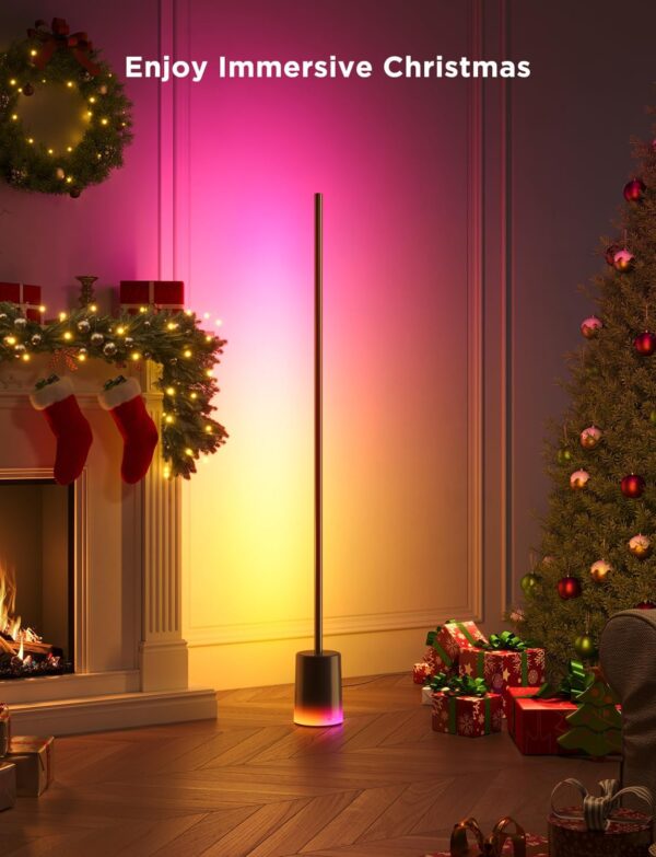 Govee LED Floor Lamp RGBIC, Dimmable Standing Lamp 152cm Work with Alexa and Matter, APP and Remote Control, Music Sync, Multicolour Scene Modes, Black Corner Floor Lamps for Living Room, Bedroom - Image 7