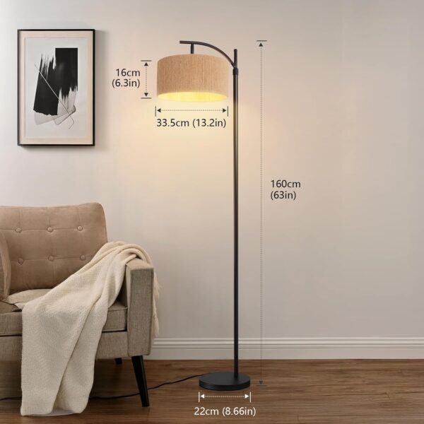 INMOZATA Floor Lamp, Dimmable Floor Lamps with Remote Control, Cylinder Rattan Woven Lampshade Rustic Boho Tall Standing Lamp for Living Room, Bedroom, Office, Included E27 Bulb - Image 7