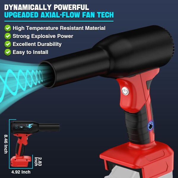 Compressed Air Duster Fit for Milwaukee 18V M18 Battery,High Power 400G Wind Speed,Rechargeable Cordless Air Blower for Keyboard, PC, Electric Devices Cleaning, Turbo Jet Dry Replace Canned - Image 4