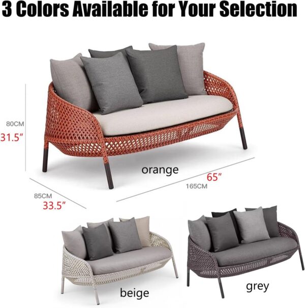 KPHYMOD PE Wicker Outdoor Loveseat Patio Furniture, Rattan Chairs With Cushions, Outdoor Modern Sectional Conversation Sofa For Deck Yard Porch - Image 3