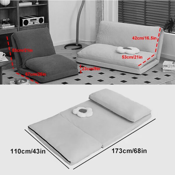PQXQZ 3 In 1 Convertible Sleeper Sofa Bed Modern Convertible Futon Adjustable Fold Out Couch Removable Sofacama for Small Space,Apartment(Green,110cm/43in) - Image 8