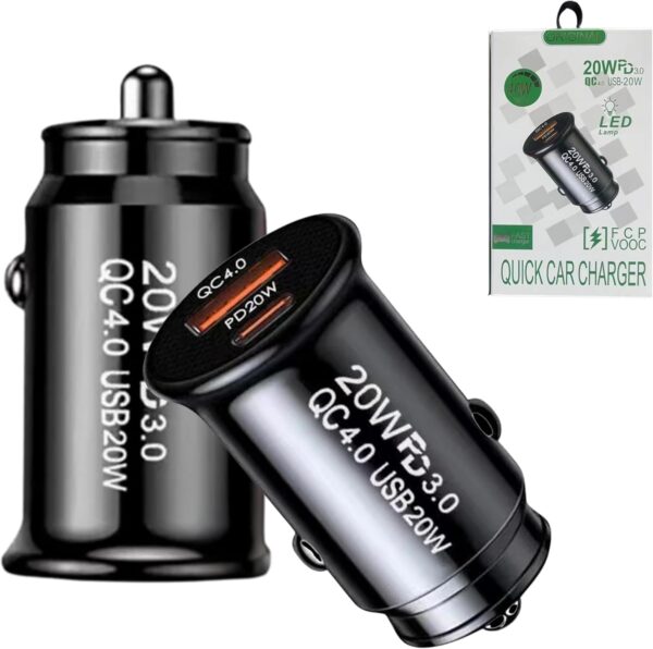 QC 4.0 Car Phone Charger USB C Car Charger [USBC 20W+USBA 20W] PD3.0 12V USB Socket Fast Charge [Metal] Cigarette Lighter USB Car Charger Adapter for iPhone 16 Pro Max Samsung iPad Pro - Image 2