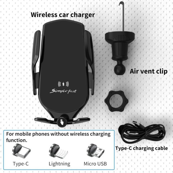 UEASE Wireless Car Charger, 15W Fast Charging Auto Clamping Car Charger Phone Mount Air Vent Cell Phone Holder for iPhone 16/15/14/13/13 Pro/12 pro/12/11/X, Galaxy S24/S23/S22/S21 etc - Image 8