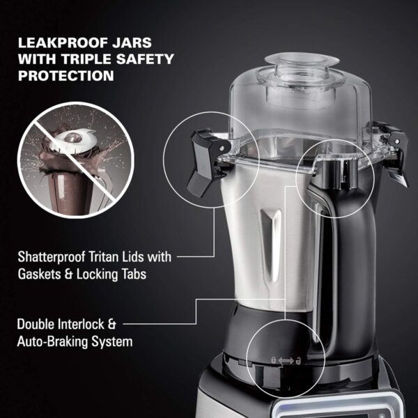 Hamilton Beach Professional 4-in-1 Juicer Mixer Grinder, Commercial-Grade 1400 Watt Motor, 3 Leakproof Jars, For Wet and Dry Spices, Chutneys and Curries, Engineered in India & USA (58770), Stainless - Image 5