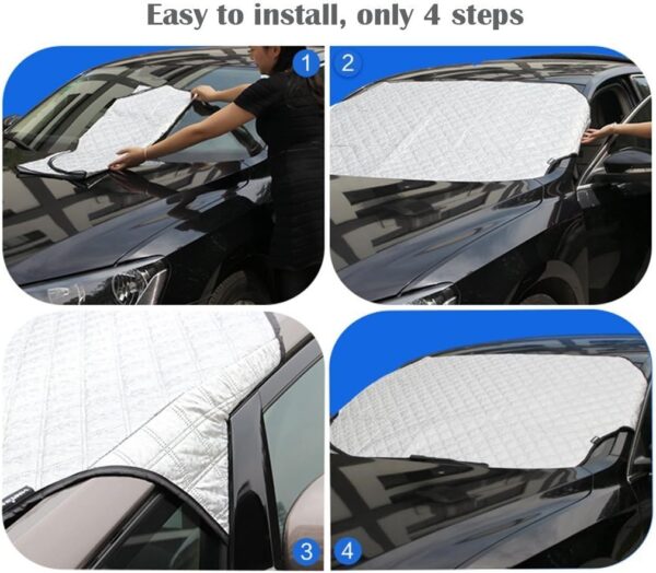 RnCop Car Windshield Cover, Windscreen Cover Snow Ice Frost Sun UV Dust Water Resistent - Heavy Duty Ultra Thick Protective for Cars SUVs Summer/Winter(140x90cm) - Image 8