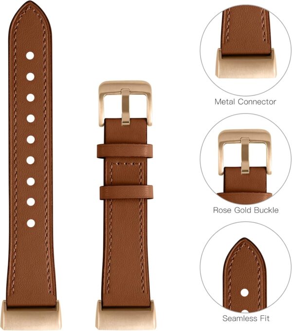 CeMiKa Genuine Leather Strap Compatible With Fitbit Charge 4/3 Tracker, Replacement Wristband for Women Men - Image 5