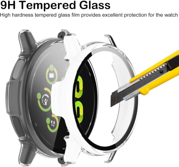 KZIOACSH Case with Screen Protector for Garmin Vivoactive 5, 2 Pack Ultra Slim Full Coverage Hard PC Proctective Case Lightweight Shockproof Anti-Scratch Bumper Cover with Tempered Glass, Clear+Black - Image 6