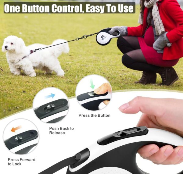 Retractable Dog Leash, Fiyade 16FT /5m Dog Retractable Lead with 2 Chew Proof Lead Cable,Double Anti Chew Leashes for 2 dogs, Extendable Leash for Medium Large Dogs ups to 110lbs - Image 6