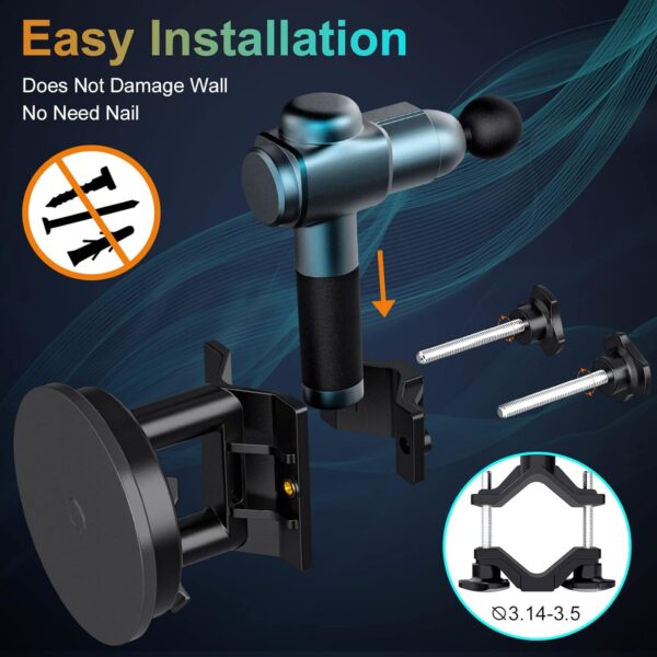 TRYAST Hand-Free Massage Gun Mount, Strong Vacuum Suction Cups Massage Gun Holder For Self Massage, Hand-Free Massage Gun Holder For Back,Muscle Massage Gun Holder For Self Massage (Black) - Image 5