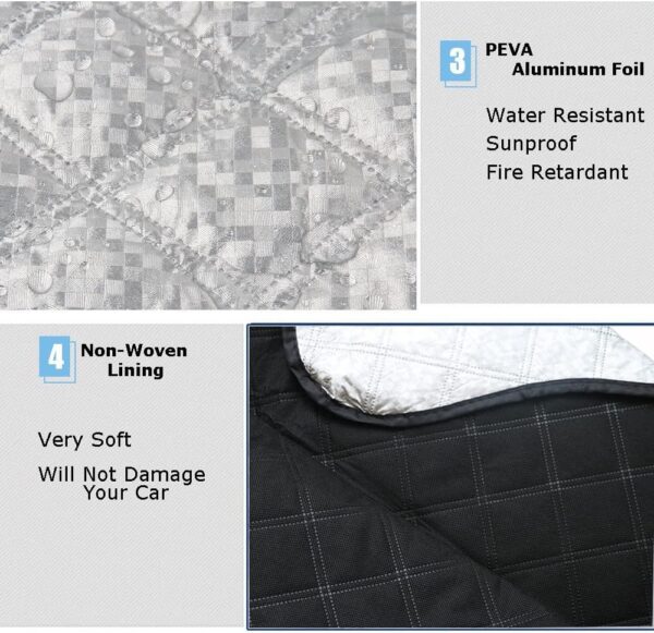RnCop Car Windshield Cover, Windscreen Cover Snow Ice Frost Sun UV Dust Water Resistent - Heavy Duty Ultra Thick Protective for Cars SUVs Summer/Winter(140x90cm) - Image 7