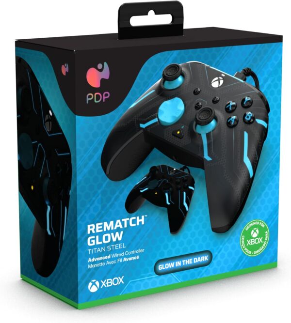 PDP Xbox REMATCH GLOW Wired controller TITAN STEEL - Image 6