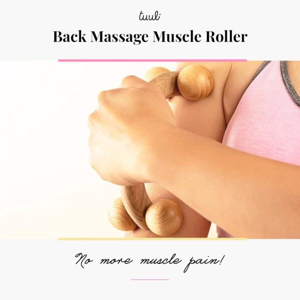 Tuuli Accessories Massage Muscle Roller Tool Massager for Back Neck Shoulder Arms Legs Body Wooden Balls 18 x 7 x 6 cm - Image 4