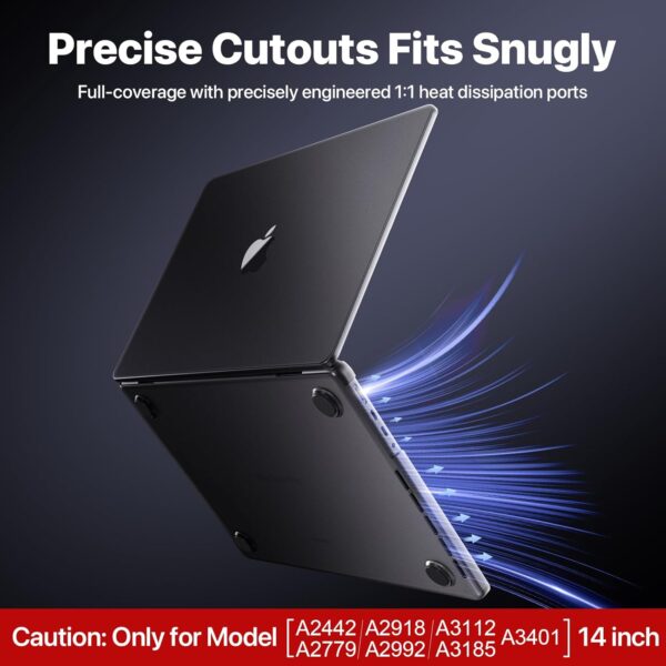 Soonjet for MacBook Pro 14 inch Case 2024-2021 M4 M3 M2 M1 Pro/Max [100% Match Official Color] A3401 A3112 A2992 A2918 A2779 A2442 Matte Cover Protective Hard Shell Case Laptop - Space Black Clear - Image 8