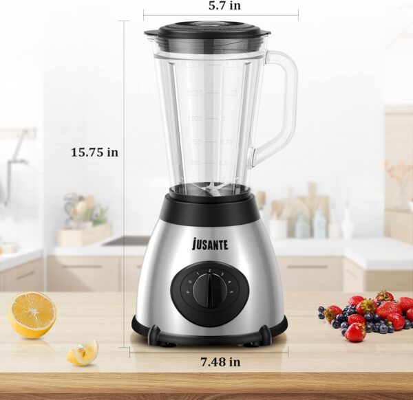 JUSANTE Countertop Blender, 1000W Professional Kitchen Blender for Shakes and Smoothies High Speed Ice Crusher Frozen Drinks 48 OZ Glass jar - Image 8