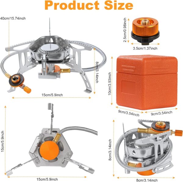 Adiwo Camping Stove Portable, Windproof Backpacking Burner, 3500W Rocket Gas Stove With Piezo Ignition, Foldable for Outdoor Hiking, Picnic, Trekking, BBQ - Image 4