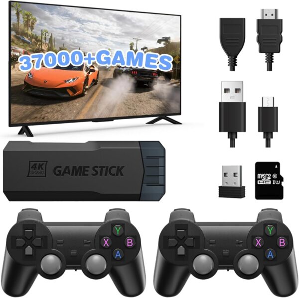 Retro Games Console With Dual 2.4g Wireless Controllers, Built-In Card 50000+ Games Game Stick , Plug And Play Retro Game Stick Support 40+ Simulators, 4K HD Output For TV-128G - Image 2