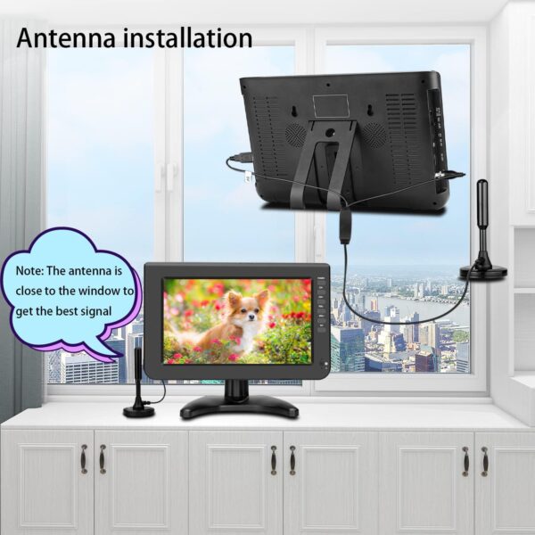 ZOSHING 10.1inch Small Portable TV with Digital DVB-T2,720P Screen for USB,Freeview,H.265,DC/12Volt IN,HDMI,AV input,for Mini Bedroom,Camping,Kitchen,Caravan - Image 3