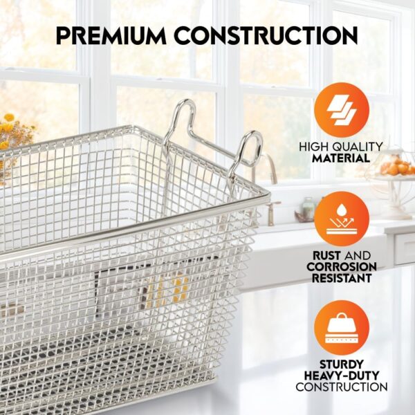 Cuisine Ready Deep Fryer Basket | 4 Pack | Commercial Fry Basket with Handle | 13.25" x 6.5" x 5.9" | Heavy Duty Restaurant Quality - Image 5