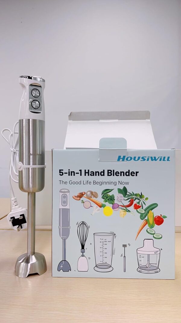 Hand Blender, 5-in-1 Stainless Steel Electric Stick Blender 1000W, 12 Speeds Adjustable, Baby Food Blender with Egg Whisk, Frother, 500ml Chopper, 600ml Measuring Cup, BPA Free Food Processor - Image 16