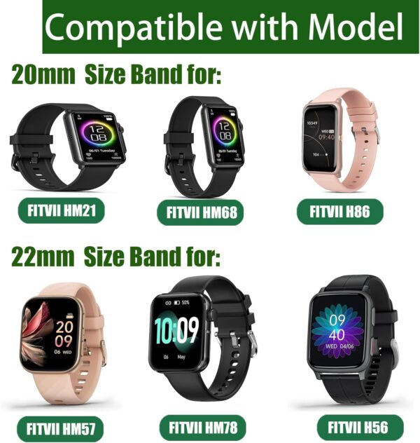 Lamshaw Compatible for FITVII Fitness Tracker Bands, 18mm, 20mm, 22mm Stretch Elastics Nylon Adjustable Replacement Strap Accessories - Image 3