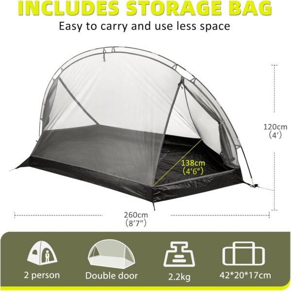 Forceatt Tent, 1/2 Person Two Doors Camping Tent, Ultralight Waterproof 1-2 Man Tent,Quick To Set Up,Portable,for Camping,Motorcycle Travel, Backpacking - Image 3