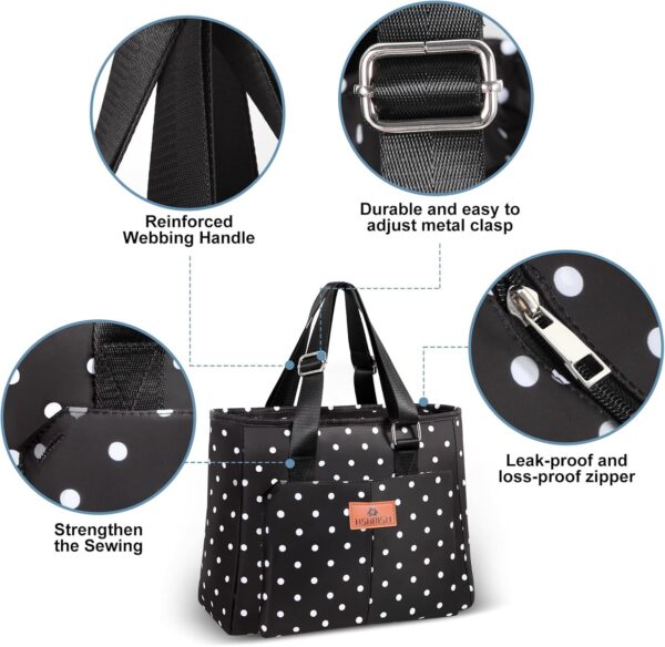 HSHRISH Women's Thermal Lunch Bag Waterproof Leak Proof Fridge Lunch Office Bag, Reusable Work Food Bag for Shopping School Travel Camping Picnic, 12L BlackA - Image 5