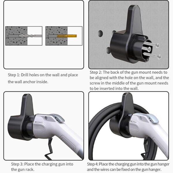 EV Charger Charging Cable Wall Mount, Charging Station for Electric Vehicles, Hanging with a Wire Hanger, Charging Station Wall Mount, Electric Vehicle Charging Cable Organiser (Tesla Specific) - Image 7