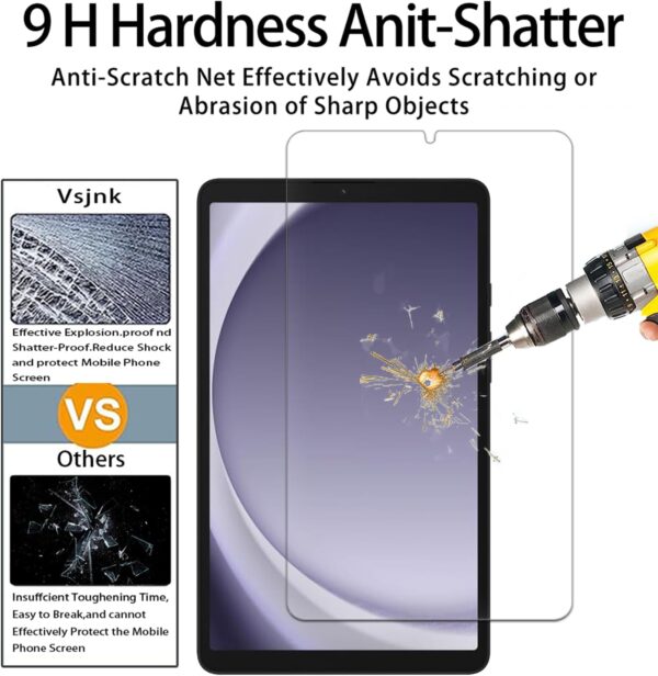 Vsjnk Screen Protector for Samsung Galaxy Tab A9/SM-X110/X115 Tempered Glass 2 Pack High Hardness Clear Guard Film for Galaxy Tab A9 - Image 4
