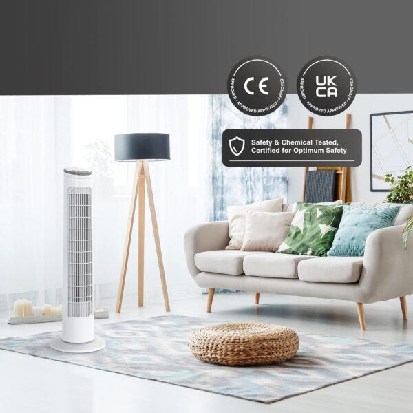 KEPLIN 55W 29-Inch 90 Degree Oscillating Tower Fan with Remote Control, Powerful Wind, 6 Speeds, 3 Modes, Temperature Display & 12 hour Timer, Perfect fans for Home & Office Made with Quiet Operation - Image 8