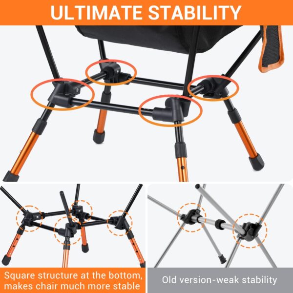 Sportneer Camping Chairs, Folding Chairs for Outside Adjustable Height Beach Chair for Adults Portable Camp Chairs Foldable Compact Backpacking Chair for Camping Hiking Picnic Outdoor - Image 7
