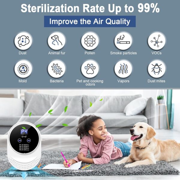 Ozone Generator, Air Purifier for Home Bedroom, Negative Ion Generator 300mg/h Ozone Machine Odor Removal for Home, Pets, Portable Ozone Generator Suitable for Toilets, Living Room, Pet Room, Kitchen - Image 7