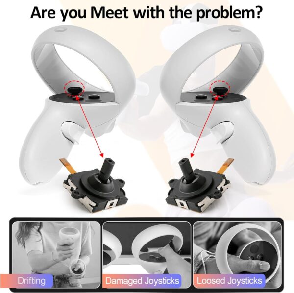 RongZy 2Pcs for Oculus Quest 2 Joysticks Replacement Kit for Meta Quest 2 Controller Thumbstick Replacement Joystick Drift Repair Replace Accessory with Tools+2 Pieces VR Joystick Cap - Image 3