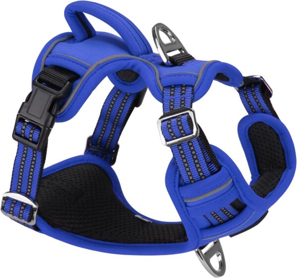 Dog Harness No Pull for Large Medium Dogs, Adjustable Reflective Harness Dog Harness Escape proof Lightweight Breathable Pet Vest Harness medium large dog for Walking Training Blue M - Image 2