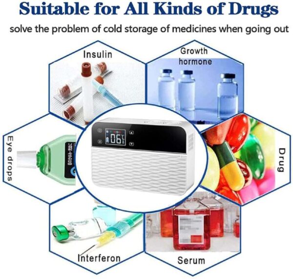 FSCLJ Portable Insulin Cooler Box for Car, Smart LED Display Medication Refrigerator with USB Charging Cable for Travel Household - Image 8