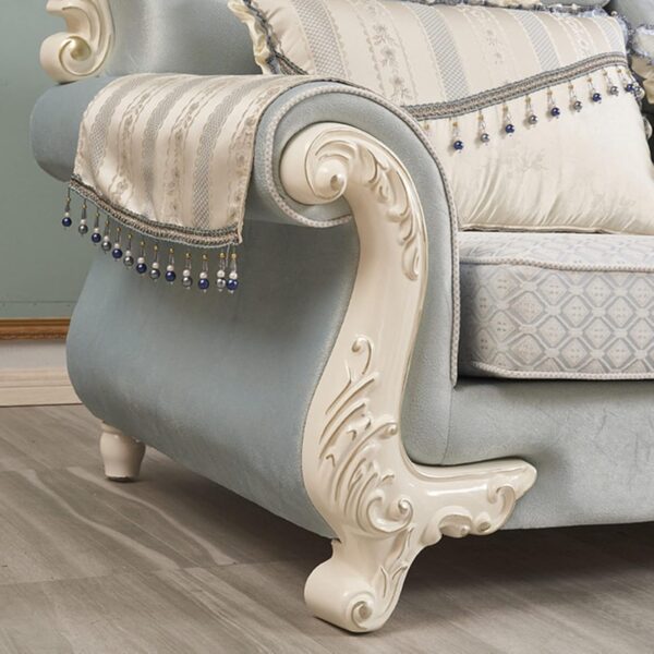 WTTTTW Modern Fashion Living Room Sofa w/Corner Chaise Longue, Farmhouse Decoration L Shape Velvet Fabric Sectional Sofa Couch, Removable & Washable Solid Wood Sofa, Light Blue - Image 4