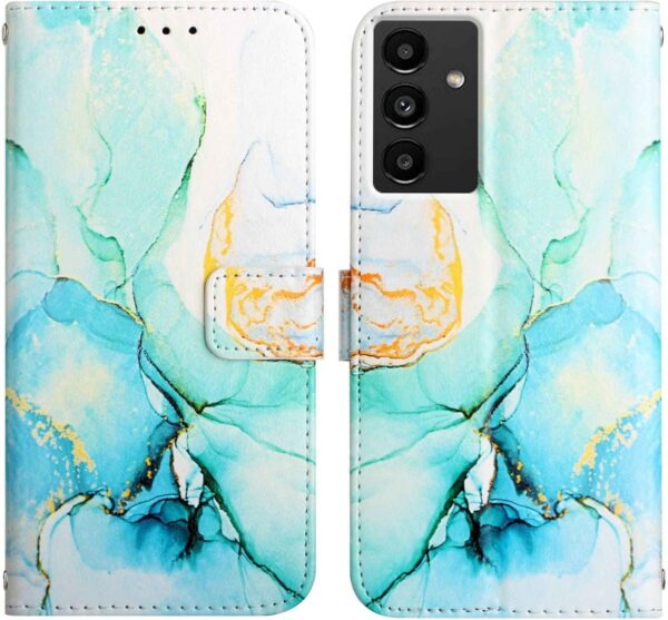 Knoowcase for Wallet Samsung Galaxy A14 Case Samsung A14 5G Shockproof PU Leather Case Marble Flip Bumper Case with Built-in Card Holder Protective Kickstand Skin Cover for Samsung A14, Green - Image 3