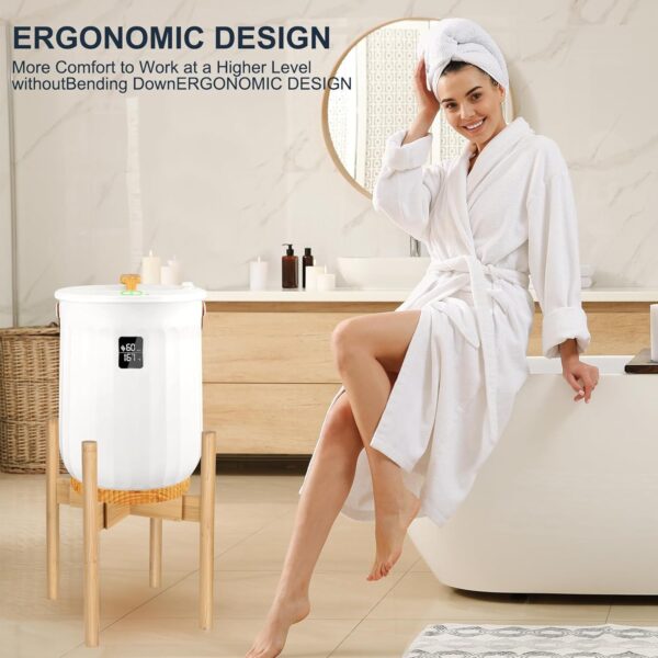 Adjustable Bamboo Wood Stand for Towel Warmer Bucket -(9''-15'') - Sturdy Durable Bamboo Wood Holder - Compatible with Most Bath Towel Warmers - Ideal Bath Towel Warmer Accessory for The Bathroom - Image 6